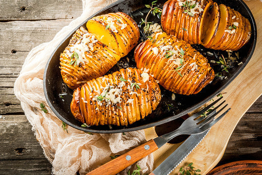 Smoked hasselback potatoes